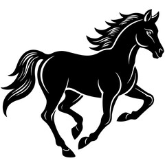vector-art-of-a-running-horse silhouette on a white background 