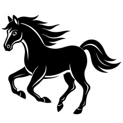 Dynamic Running Horse Silhouette Vector Illustration