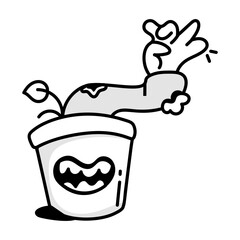 A sketchy icon of scary plant pot  

