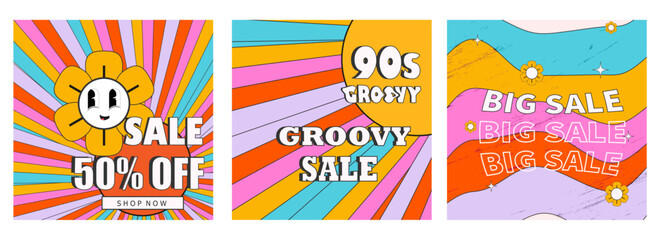 y2k 90s groovy sale template
