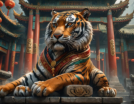 Tiger Chinese Zodiac Ancient Background