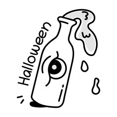 Halloween wine icon designed in doodle style 

