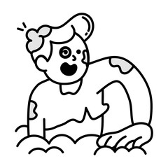 A doodle icon of zombie character 

