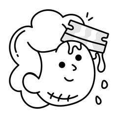 Dead girl with bloody face, doodle icon 

