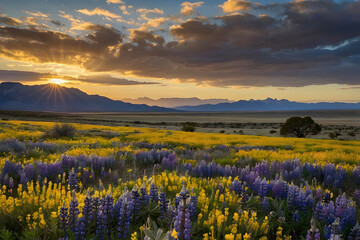 Spectacular Spring Display, Colorful Wildflower Fields at Carrizo Plain National Monument, California