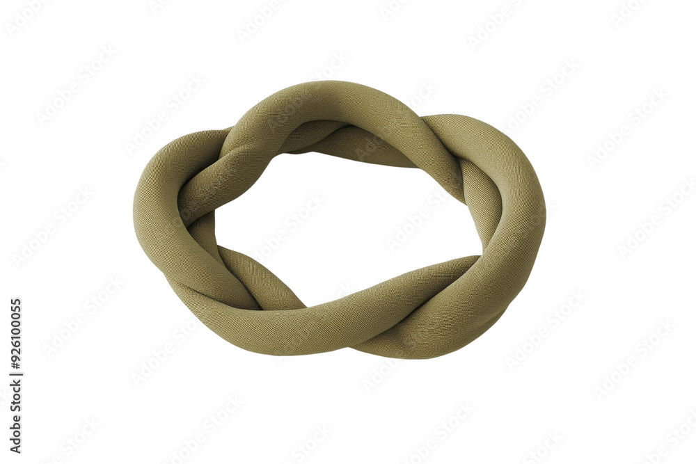 Poster coiled beige fabric twisted into an intriguing shape, suitable for abstract art and design concepts.