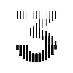 Number 3 Logo with Vertical Halftone Line Pattern