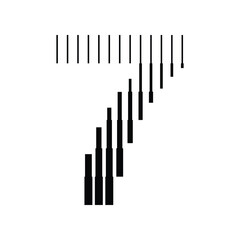 Number 7 with Abstract Line Pattern Isolated On White Background