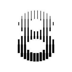 Number 8 with Abstract Line Pattern Isolated On White Background