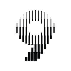 Number 9 with Abstract Line Pattern Isolated On White Background