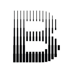 Letter B Logo with Abstract Line Pattern Isolated On White Background