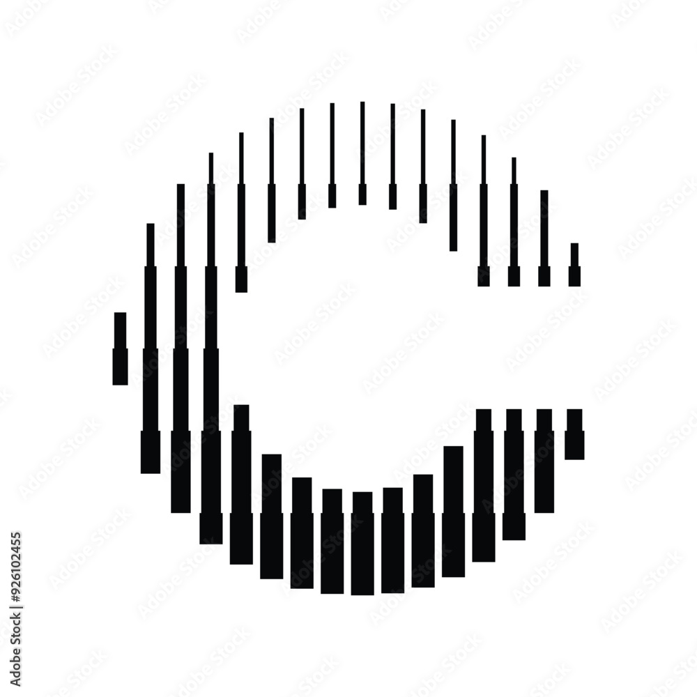 Poster letter c logo with abstract line pattern