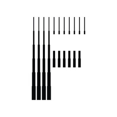 Letter F Logo with Abstract Line Pattern Isolated On White Background