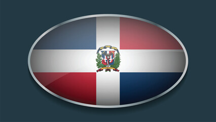 Obraz premium Eclipse Shape of DOMINICAN REPUBLIC Flag with Original color