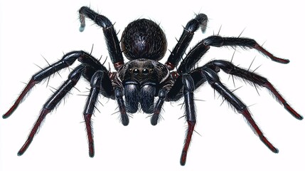 Naklejka premium Highly Detailed Realistic Illustration of a Sydney Funnel Web Spider Isolated on White Bac