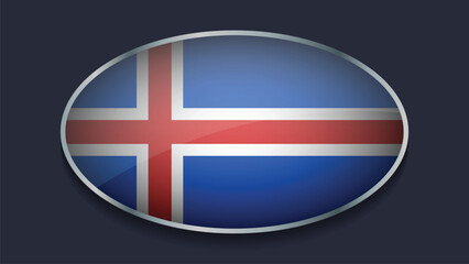 Fototapeta premium Eclipse Shape of ICELAND Flag with Original color