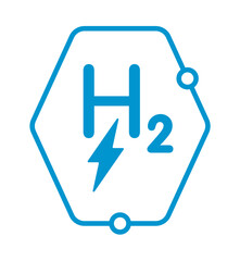 H2 hydrogen and lightning symbol concept. hydrogen energy logo