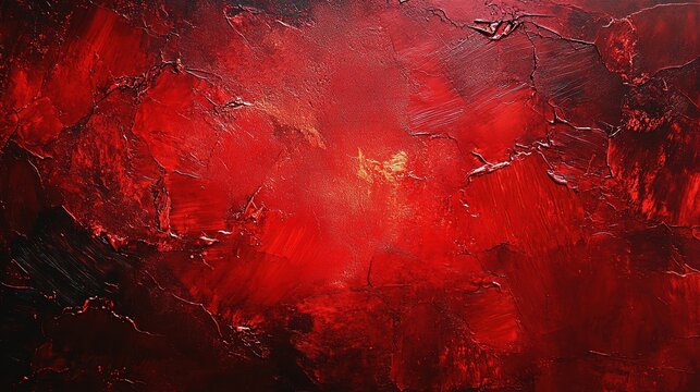 Abstract Red Passion: A fiery canvas bursts with passion and energy, thick layers of red paint creating a captivating abstract landscape.  