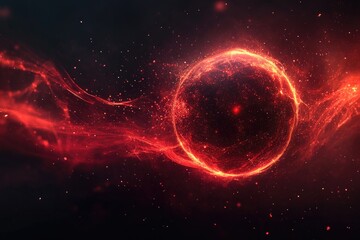 Obraz premium Abstract red sphere with glowing light. Perfect for sci-fi, fantasy, and energy-themed projects.