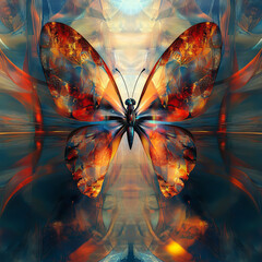 dynamic 3 d abstract butterfly reflection background 