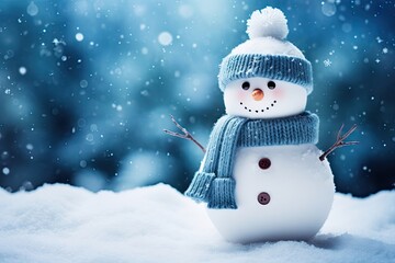 Obraz premium Snow man winter christmas outdoors.
