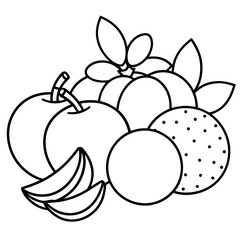 fruits and berries line art