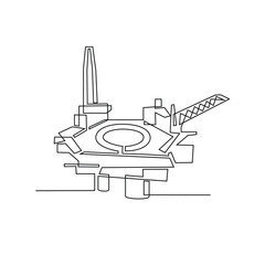 Obraz premium One continuous line drawing of Offshore platform vector illustration. Offshore platforms are large structures used in the oil and gas industry to extract petroleum resources from beneath the ocean .