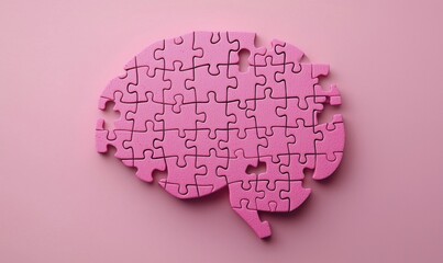 Abstract puzzle pieces forming a human brain, illustrating the assembly of complex ideas, Conceptual, Brain Puzzle