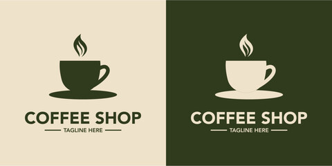 Coffee shop minimalist logo design. Cafe logo design symbol. Elegant coffee store logo