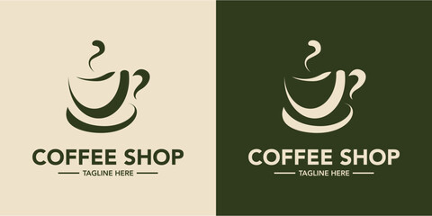 Coffee shop minimalist logo design. Cafe logo design symbol. Elegant coffee store logo