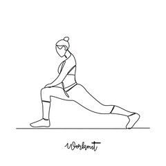One continuous line drawing of Workout vector illustration. workout refers to physical exercise or activity performed to improve fitness, strength, or overall health. Sport theme design vector concept