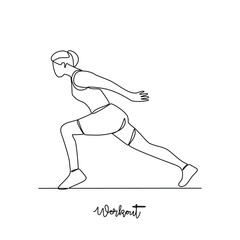 One continuous line drawing of Workout vector illustration. workout refers to physical exercise or activity performed to improve fitness, strength, or overall health. Sport theme design vector concept