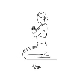 One continuous line drawing of Yoga activity vector illustration.  Yoga are combines physical postures, breathing technique, meditation, and philosophical principles. Sport theme design vector concept