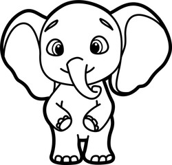 Elephant coloring outline vector illustration