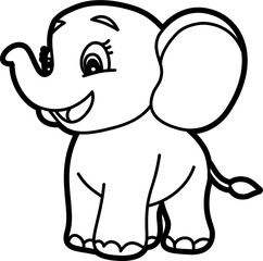 Elephant coloring outline vector illustration