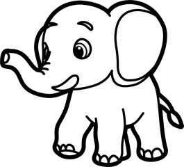 Elephant coloring outline vector illustration