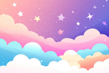 Night sky with stars and pastel clouds