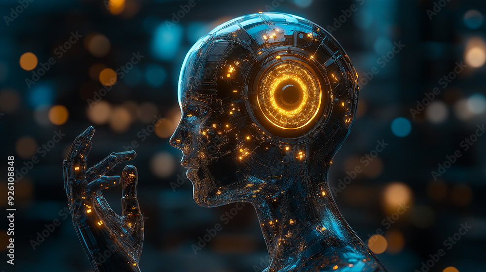 Aufkleber the structure of the robot looks like a human, especially the head part which is designed to show th