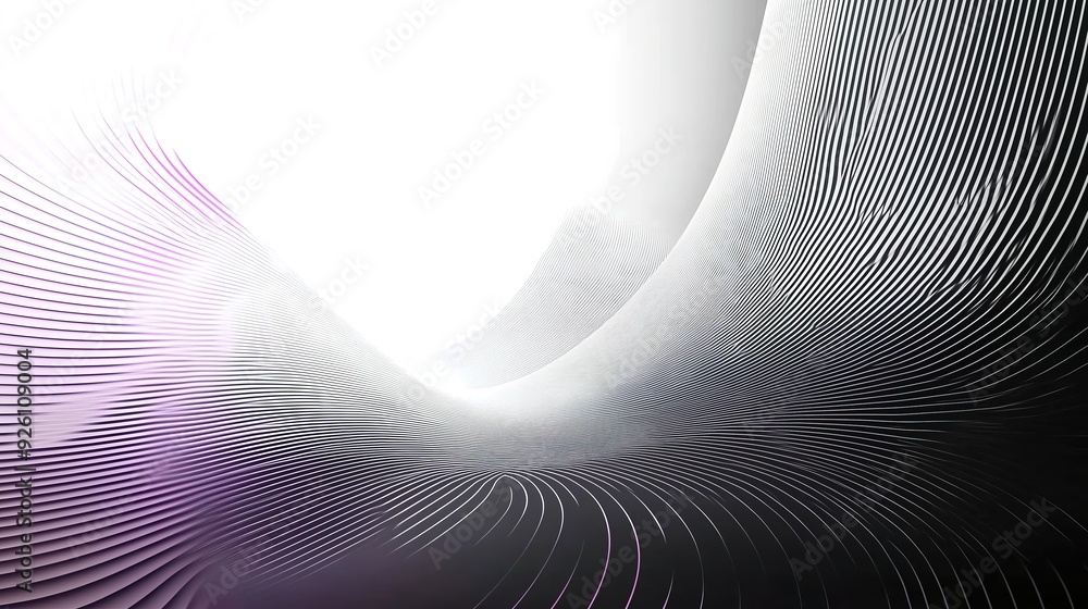Aufkleber abstract black and white design with wavy lines forming a dynamic pattern and bright white light in 
