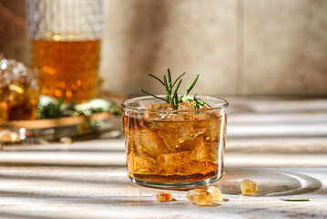 whiskey on a beige background