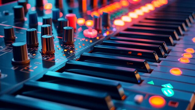 Exploring vibrant synthesizer sounds in a music studio session