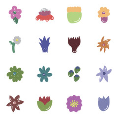 abstract flower collection hand drawing 