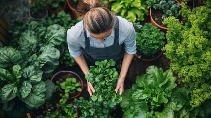 Woman Gardener Tending to