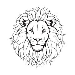 line art lion on white background. sketch style. Vector graphic icon animal.