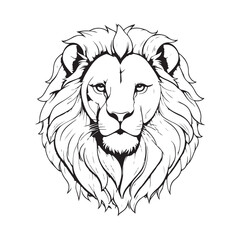 Fototapeta premium line art lion on white background. sketch style. Vector graphic icon animal.