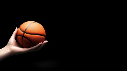 A hand firmly holds a basketball against a dark backdrop, capturing the intensity and focus of the game in a stunning, realistic style