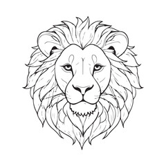 line art lion on white background. sketch style. Vector graphic icon animal.