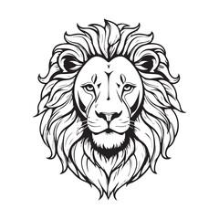 line art lion on white background. sketch style. Vector graphic icon animal.