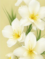 Fototapeta premium white and yellow frangipani flowers - Generative AI
