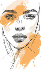 woman face watercolor graphics terracotta